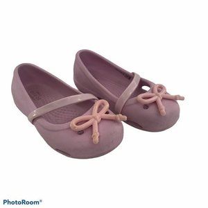 Crocs Lina Bow Charm Pink Flats Girls Toddler 8